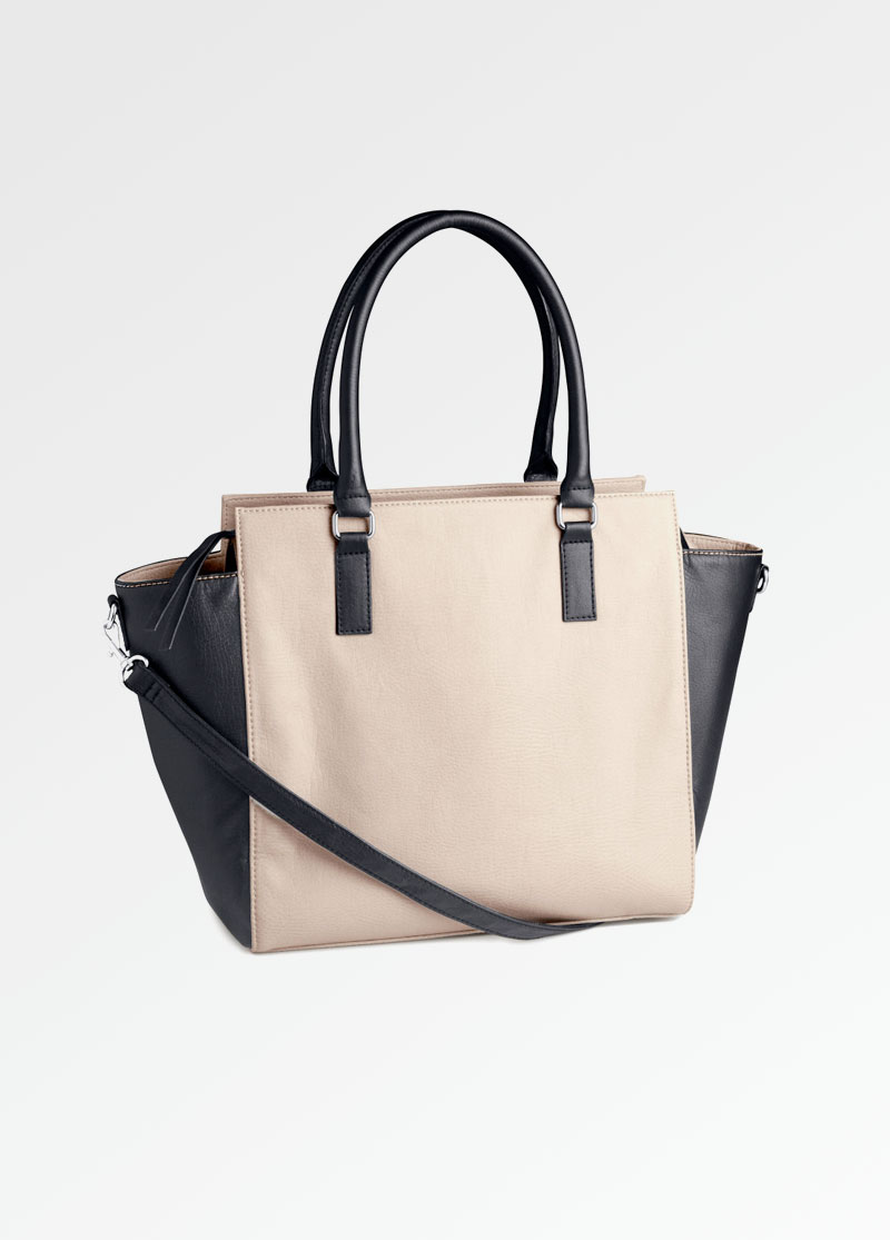 Black Beige Handbag