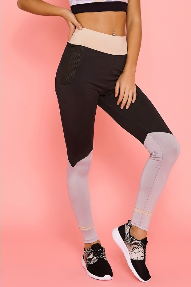 Charlotte Crosby Grey and Black Mesh Legging - Image 2